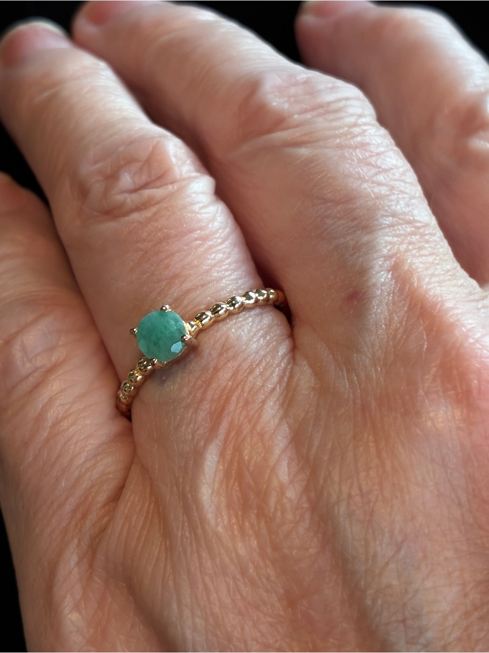 Silpada 14 kt plated Gold Ring w/sterling silver & Emerald Swarovski Gem 8